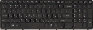 Клавиатура для ноутбука Sony Vaio SVE15, с рамкой, аналог, новая, черная, RUS