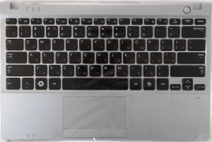 Клавиатура для ноутбука Samsung NP350U2B топкейс (BA59-03135D) Оригинальный, Новый, Серый, клавиатура черная, RUS